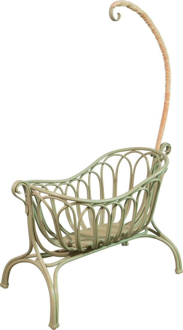 An Art Nouveau Painted Bentwood Bassinet, possibly Gebr: An Art Nouveau Painted Bentwood Bassinet, possibly Gebrüder Thonet, early 20th century 78 h x 56 w x 26 d inches (198.1 x 142.2 x 66.0 cm) Alternate Artist Spellings: "Gebrüder Thonet"