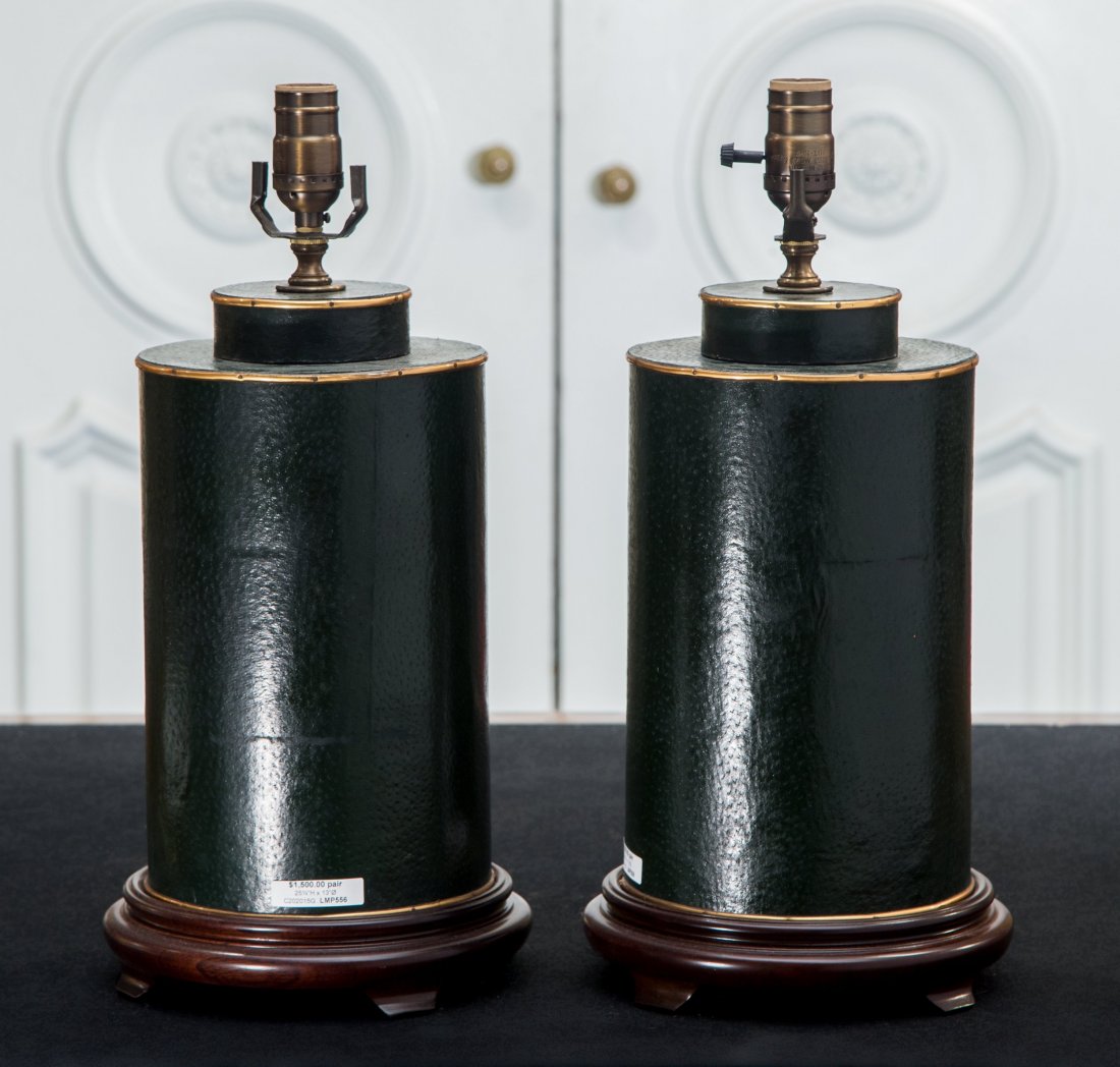 A Pair of Painted Wood Lamp Bases 17-1/2 inches high (4 (1 of 1)