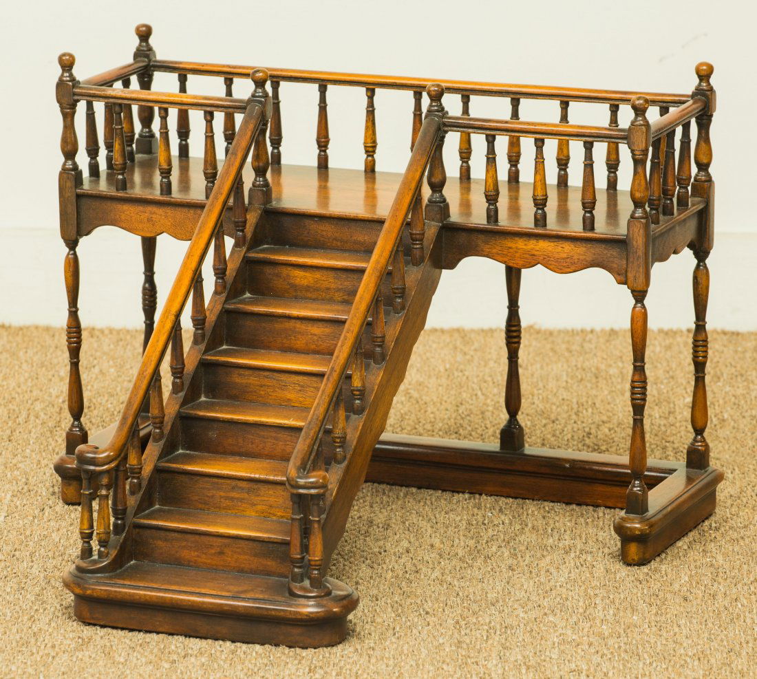 An Edwardian Miniature Carved Mahogany Staircase Model, (1 of 1)