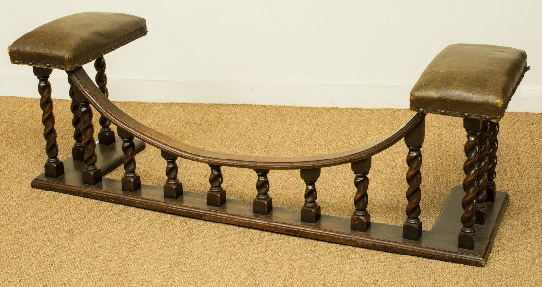 A Continental Oak Barley Twist Fender-Form Upholstered (1 of 1)