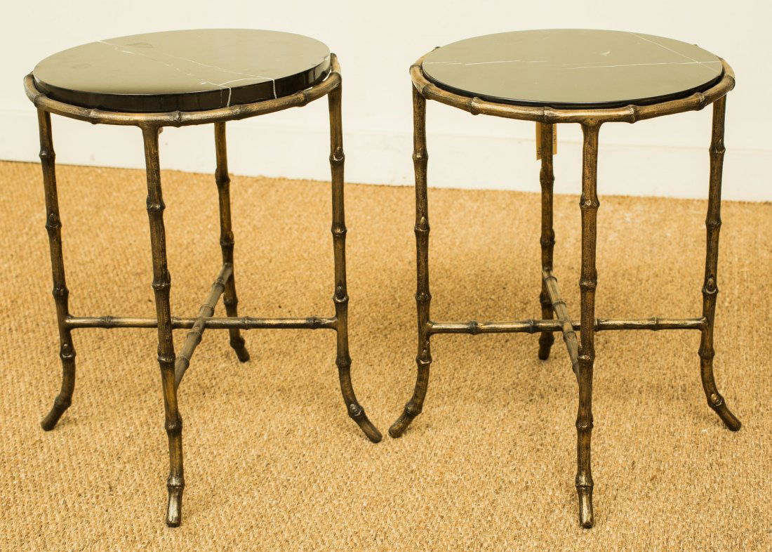 A Pair of Black Marble and Patinated Brass Side Tables, (1 of 1)