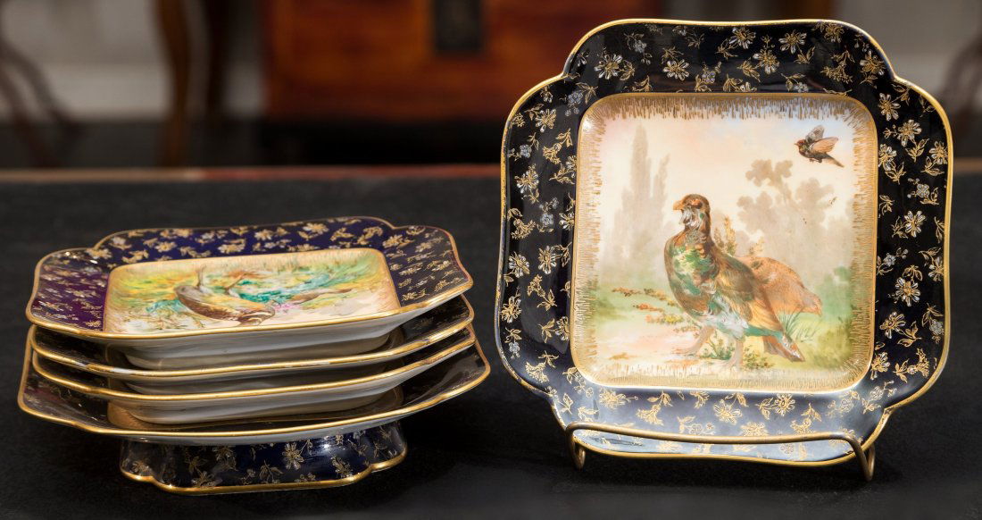 A Set of Four Haviland & Co. Painted Porcelain Plates a (1 of 1)