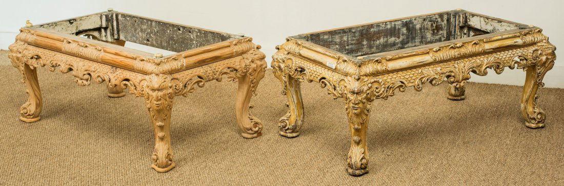 A Pair of English Carved Pine Bench or Case Frames (1 of 1)