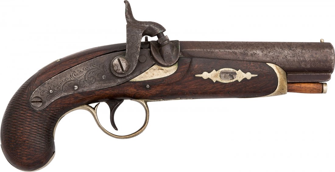 Philadelphia Percussion Single Shot Derringer. : Philadelphia Percussion Single Shot Derringer. Unserialized, .45 caliber, 4-inch barr