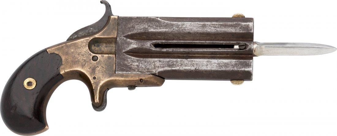 Frank Wesson Over & Under Derringer with Retract: Frank Wesson Over & Under Derringer with Retractable Center Blade. Serial no. 197 [fr