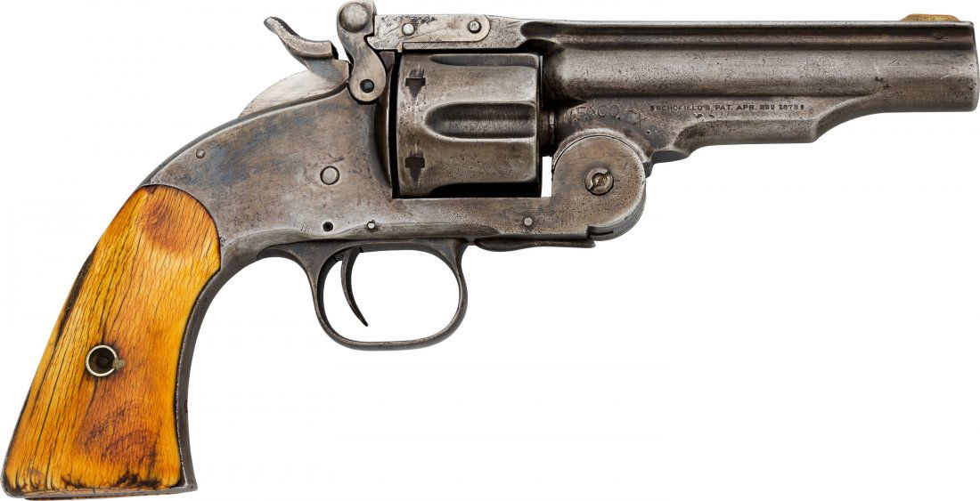 Smith & Wesson Second Model Schofield Wells Farg: Smith & Wesson Second Model Schofield Wells Fargo Stamped Single Action Revolver. Ser