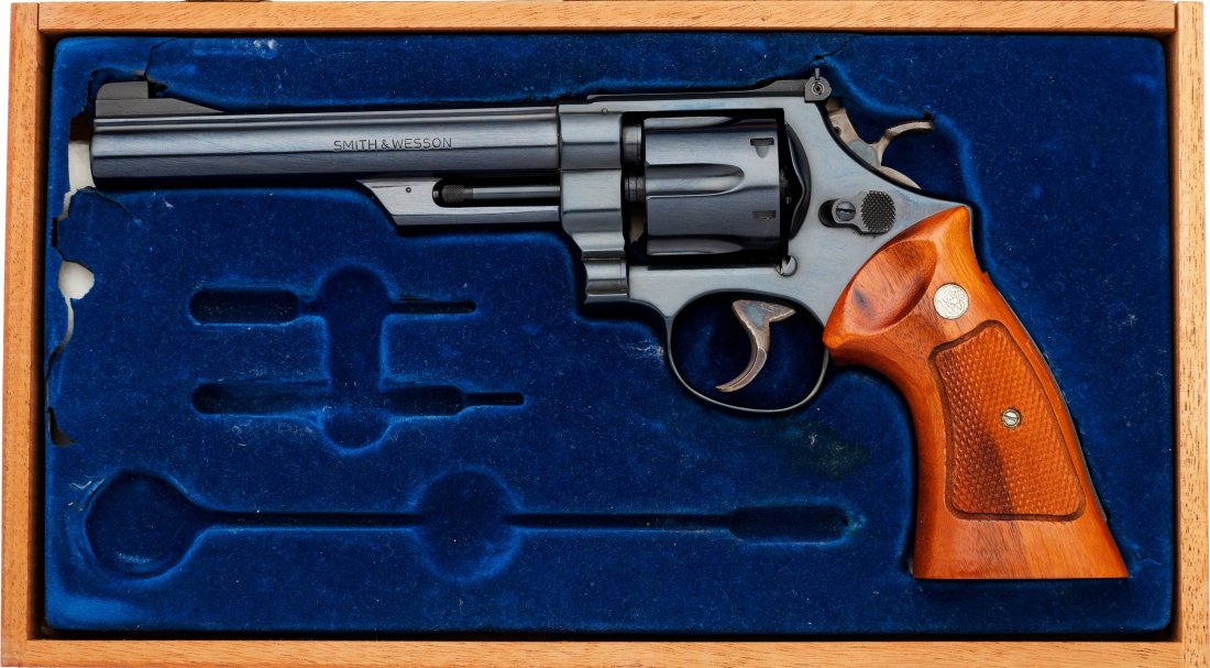 Cased Smith and Wesson Model 25-2 Double Action: Cased Smith and Wesson Model 25-2 Double Action Revolver. Serial no. N339110, .45 ACP