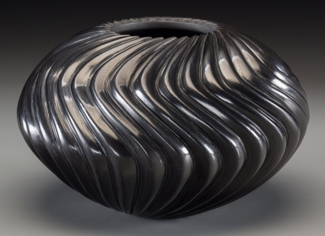 A Santa Clara Blackware Jar Nancy Youngblood c. 2003: A Santa Clara Blackware Jar Nancy Youngblood c. 2003 clay, paint, signed on the base, Nancy Youngblood, 2003 Provenance: Property from the Collection of Dr. Gerald and Mrs. Laurette Maisel <