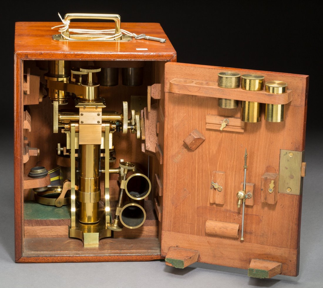 A Cased Andrew Ross Binocular Compound Microscop (1 of 2)