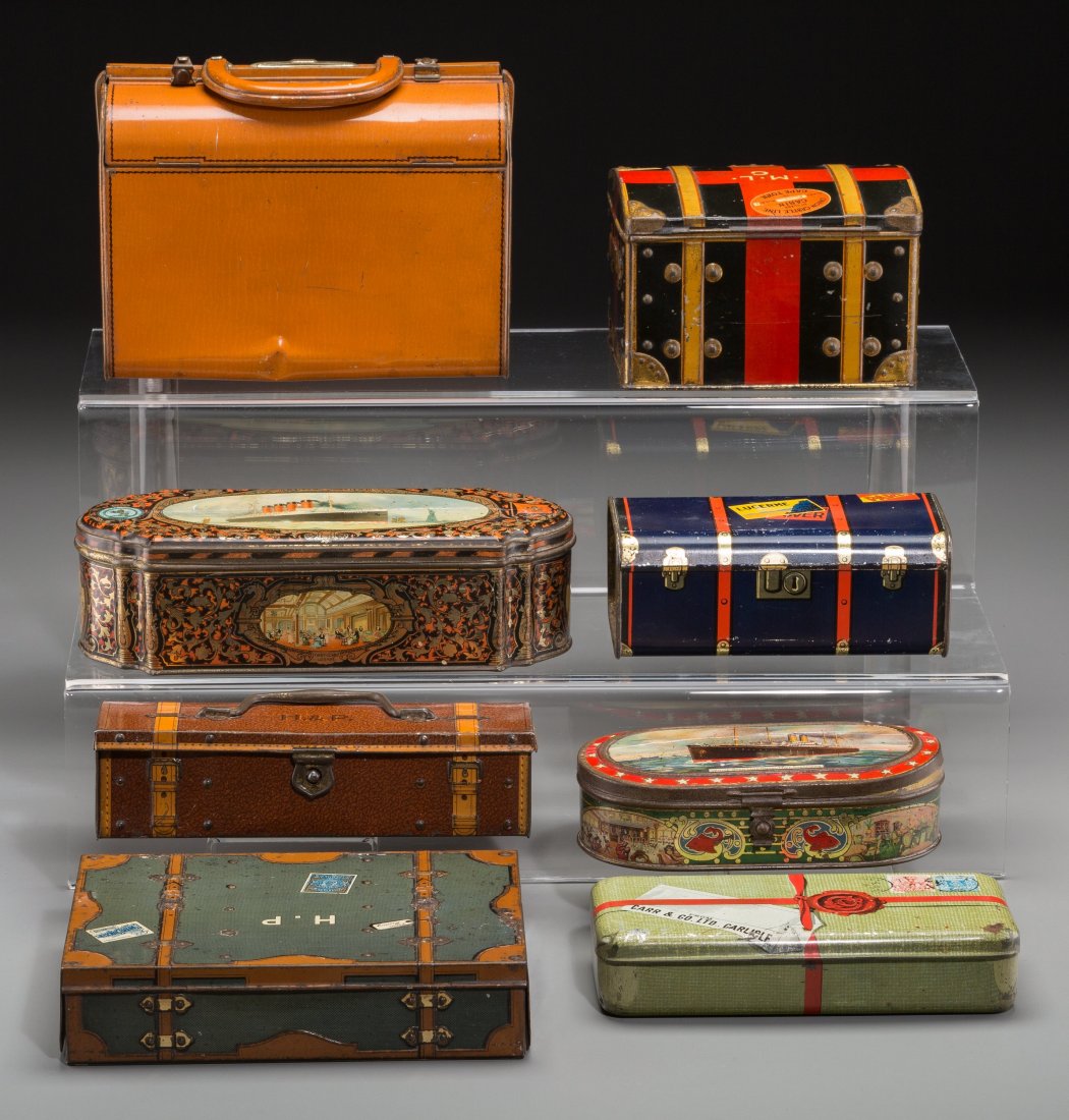 A Group of Eight Voyage Themed Biscuit Tins, lat (1 of 2)