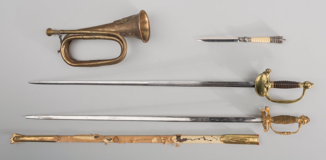 Two Dress Swords with Naval Dirk and Bugle, late (1 of 1)