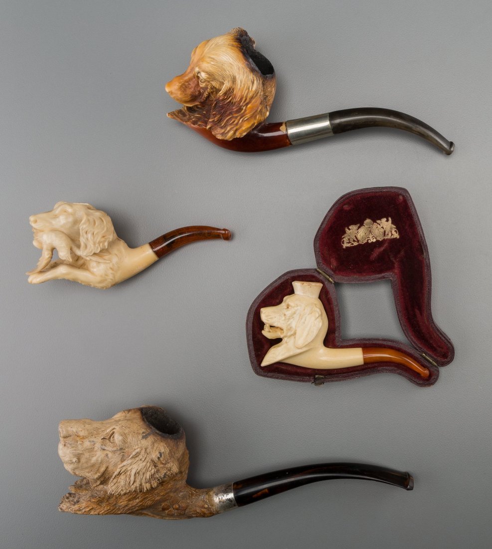 Four Meerschaum Dog Related Pipes, late 19th cen (1 of 2)