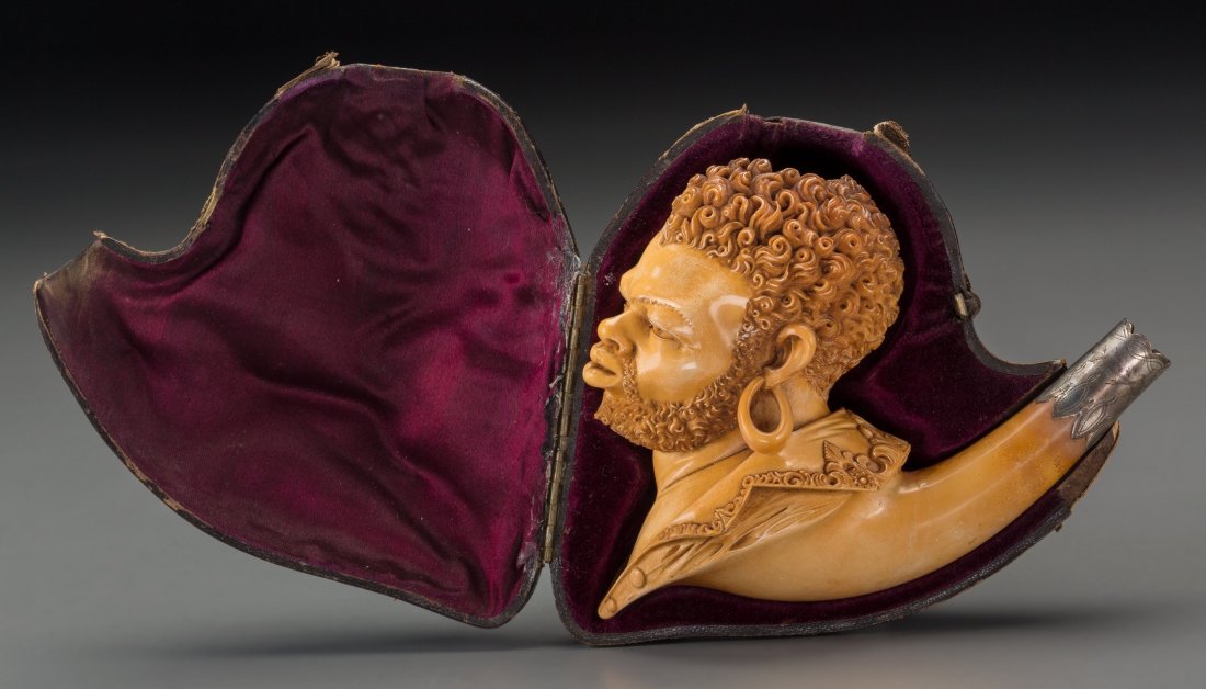 A Cased Meerschaum Pipe of a Moor, late 19th cen (1 of 2)