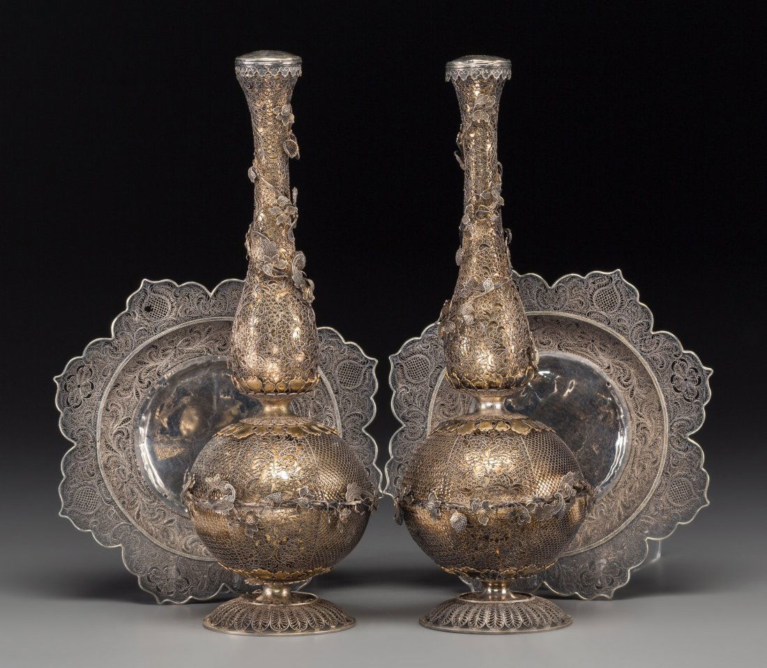 A Pair of Cantonese Export Silver Gilt Filigree (1 of 4)