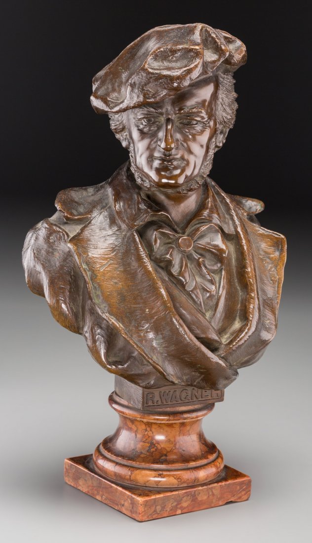 A Bronze Bust of Composer Richard Wagner, early : A Bronze Bust of Composer Richard Wagner, early 20th century, 12-1/2 h x 11 w x 7 d inches