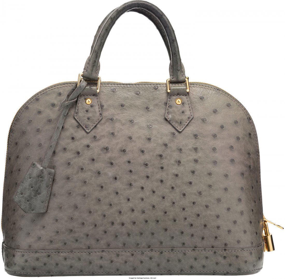 Louis Vuitton Gray Ostrich Alma PM Bag Very Good (1 of 4)