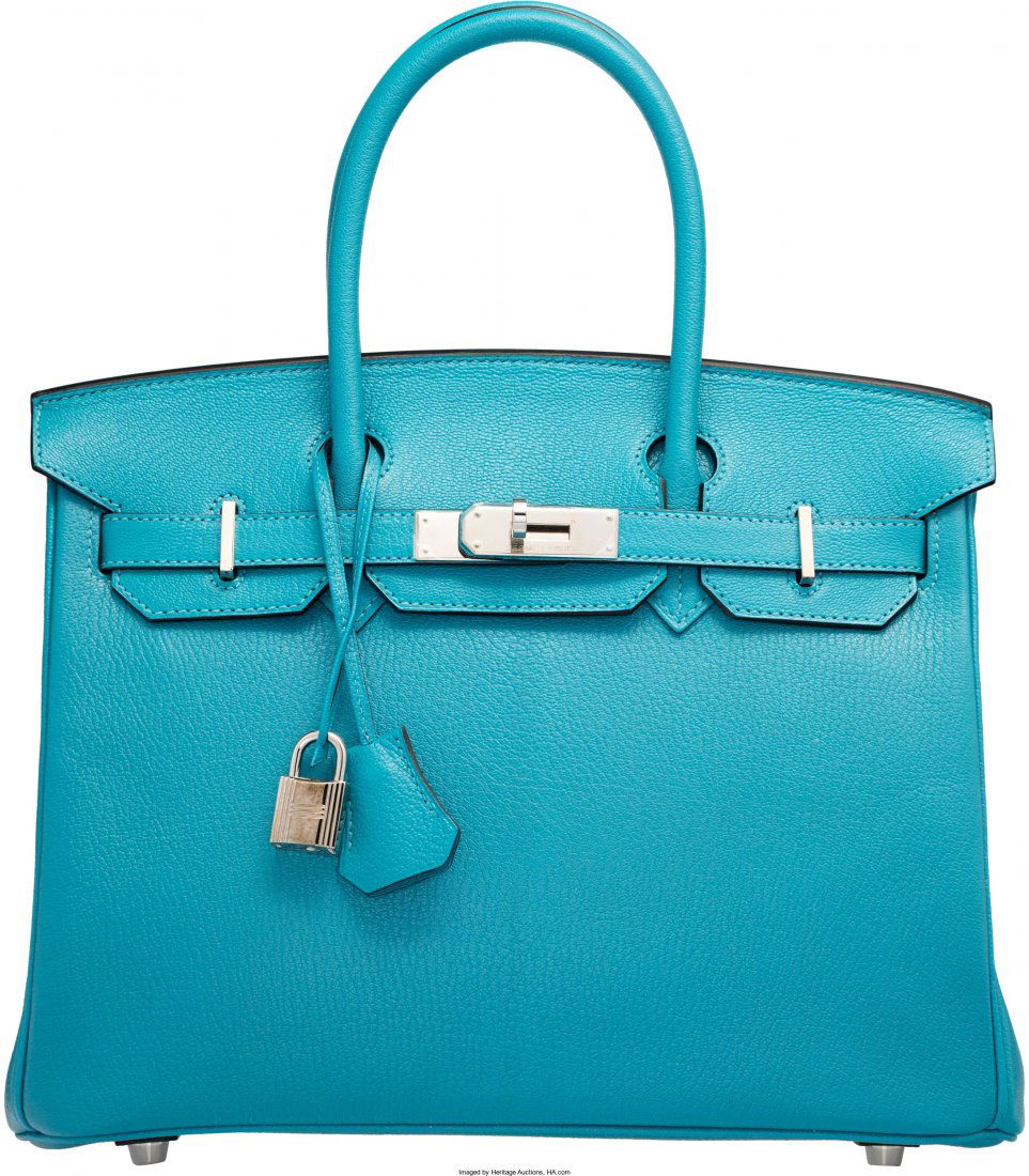 Hermes 30cm Turquoise Chevre Coromandel Leather (1 of 5)