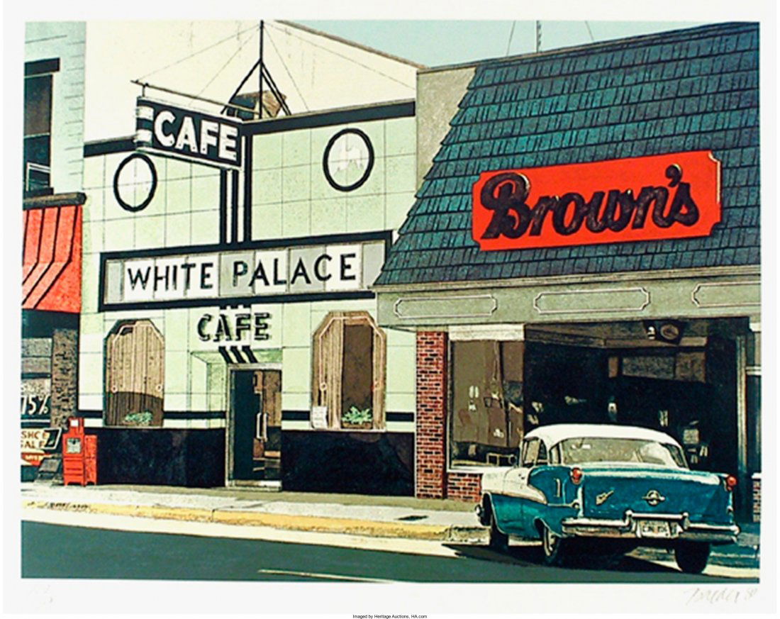 John Baeder (American, b. 1938) White Palace Caf: John Baeder (American, b. 1938)White Palace Cafe, 1980Serigraph in colors o