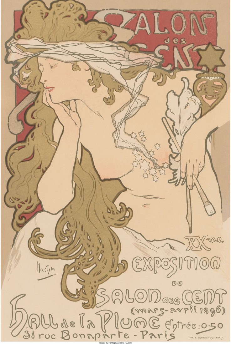Alphonse Mucha (Czechoslovakian, 1860-1939) Salo: Alphonse Mucha (Czechoslovakian, 1860-1939)Salon des Cent (from Les MaÃ®tres de L'Affic