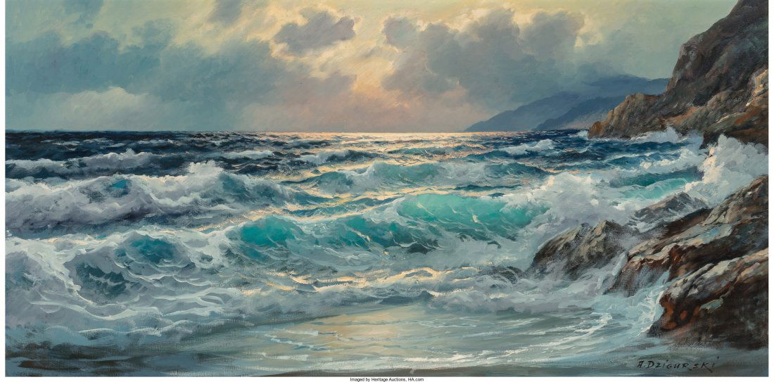 Alexander Dzigurski (Russian/American, 1911-1995: Alexander Dzigurski (Russian/American, 1911-1995)Incoming TideOil on canvas