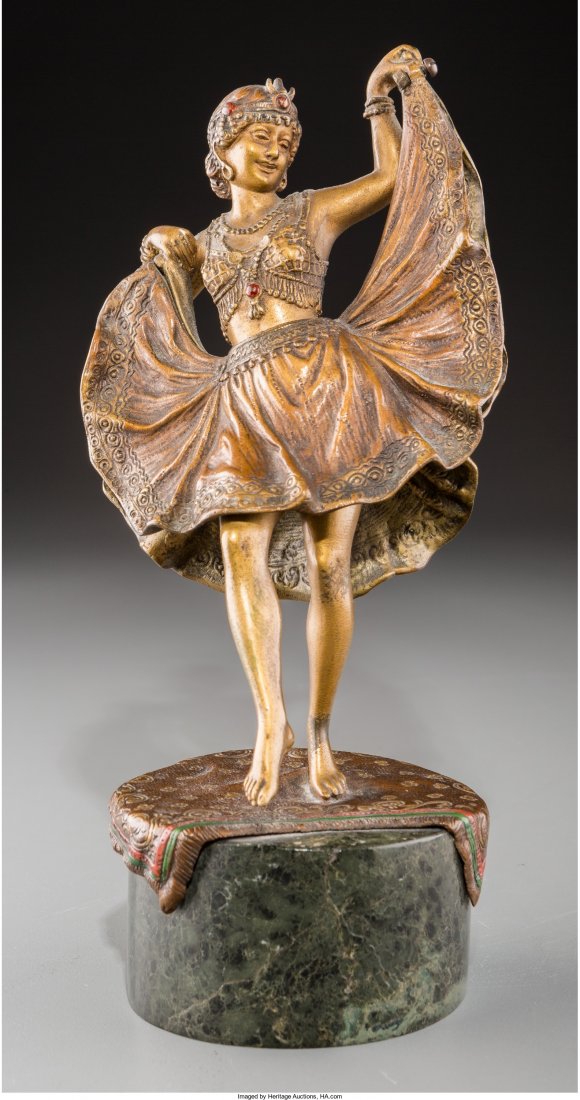 A Franz Bergmann Cold Painted Bronze Erotic Figu: A Franz Bergmann Cold Painted Bronze Erotic Figure: Oriental Dancer