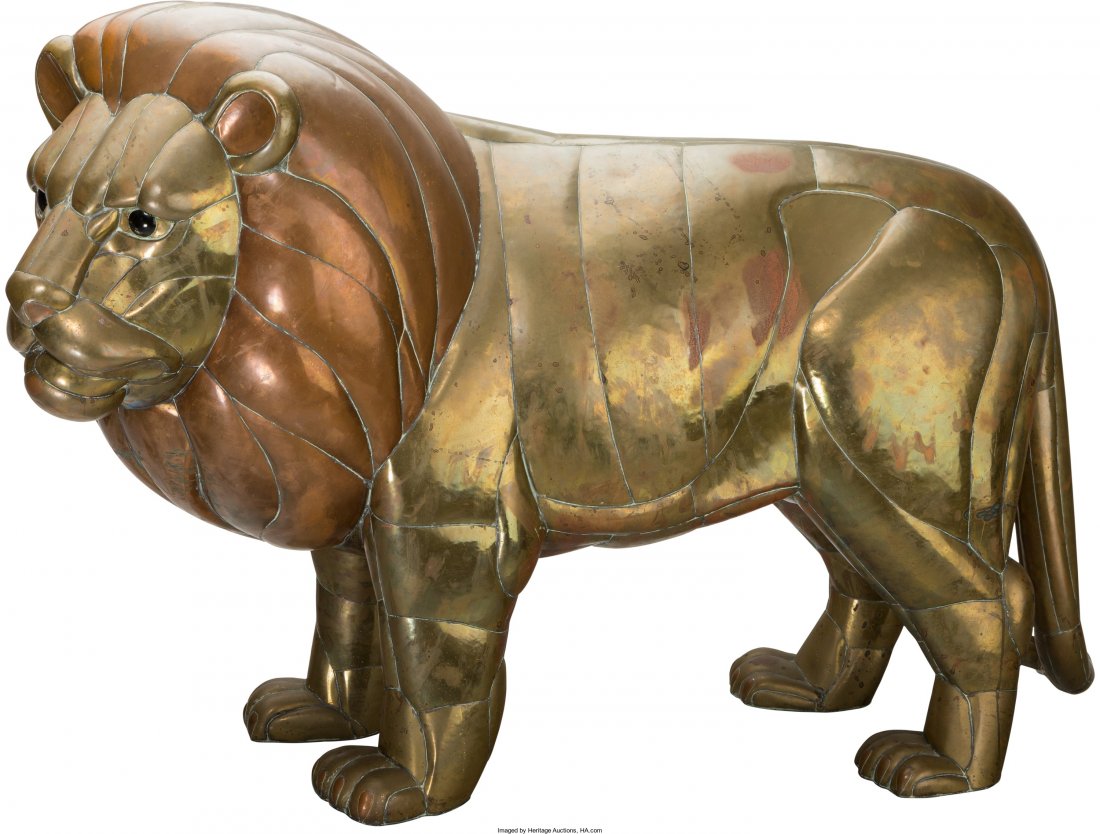 Sergio Bustamante (Mexico, b. 1943) Lion Welded: Sergio Bustamante (Mexico, b. 1943) Lion Welded brass and copper 33