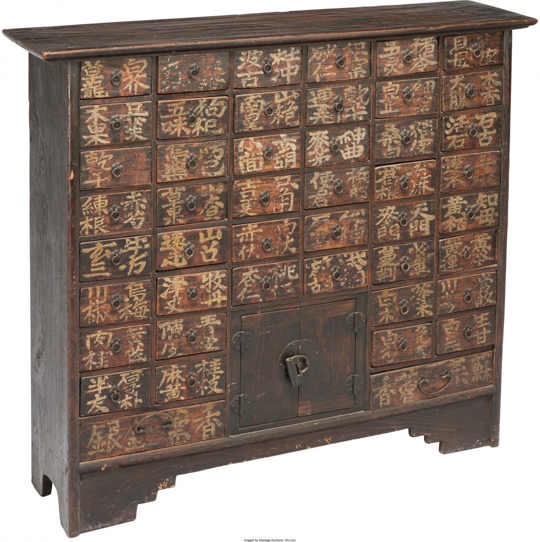 A Chinese Wooden Apothecary or Medicine Cabinet,: A Chinese Wooden Apothecary or Medicine Cabinet, early Republic period 29-1/2 h x 32-7
