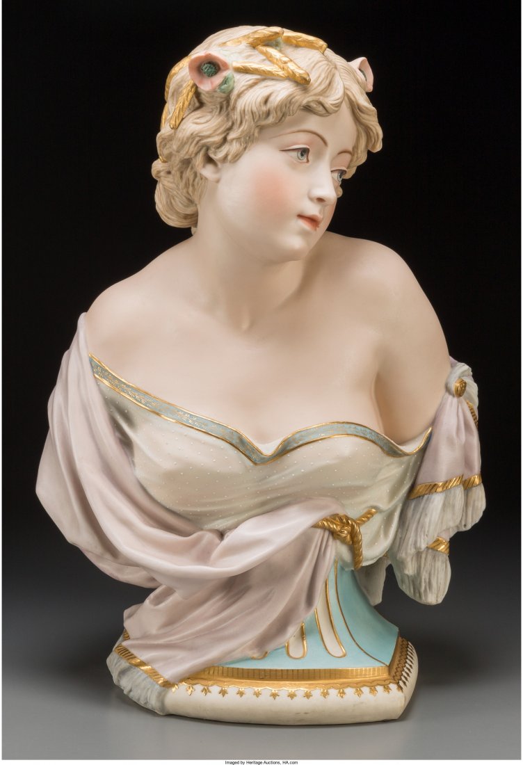 A Copeland Tinted Parian Female Bust Modeled by : A Copeland Tinted Parian Female Bust Modeled by Owen Hale: Summer,