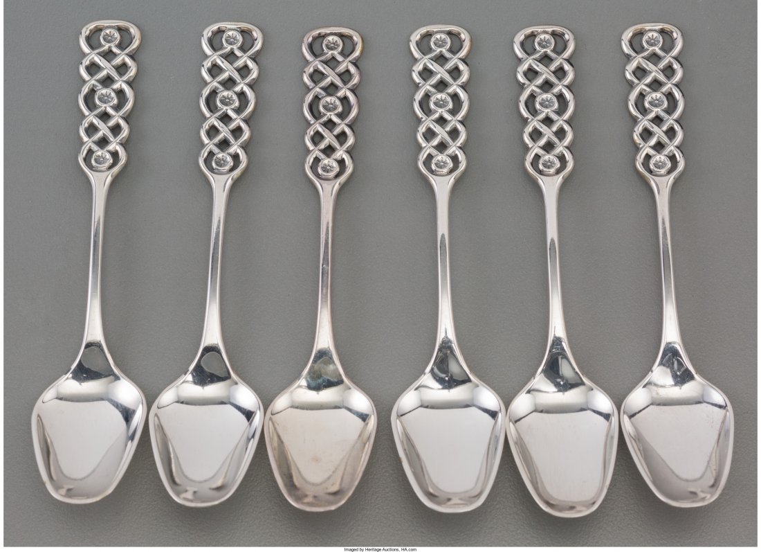 A Set of Six David Andersen Silver Demitasse Spo: A Set of Six David Andersen Silver Demitasse Spoons,Oslo, Norway, circa 1960Marks: DA,