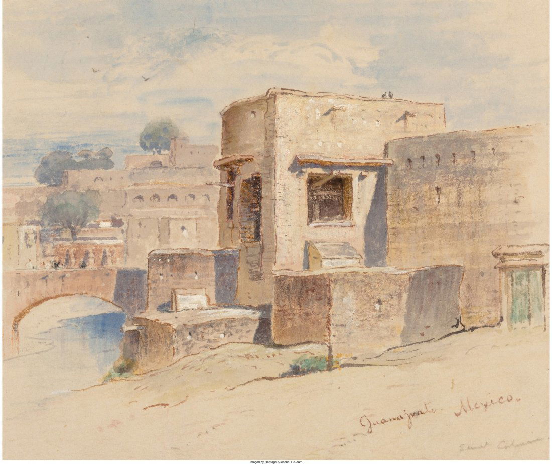 Samuel Colman (American, 1832-1920) Juanojuato,: Samuel Colman (American, 1832-1920)Juanojuato, MexicoWatercolor and pencil