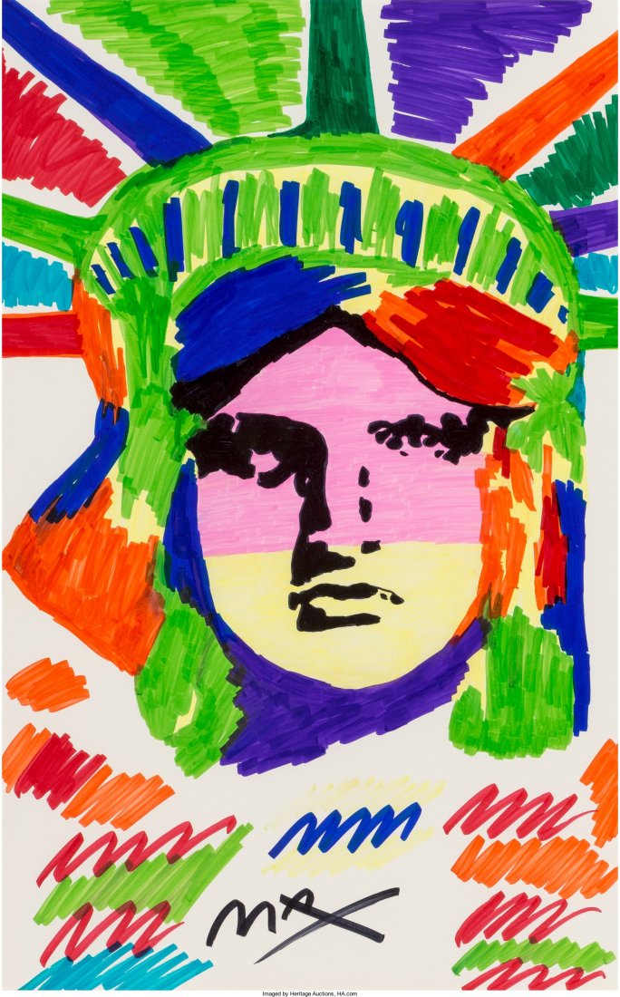 Peter Max (American, b. 1937) Liberty Marker on: Peter Max (American, b. 1937)Liberty Marker on paper21-1/2 x 13-1/