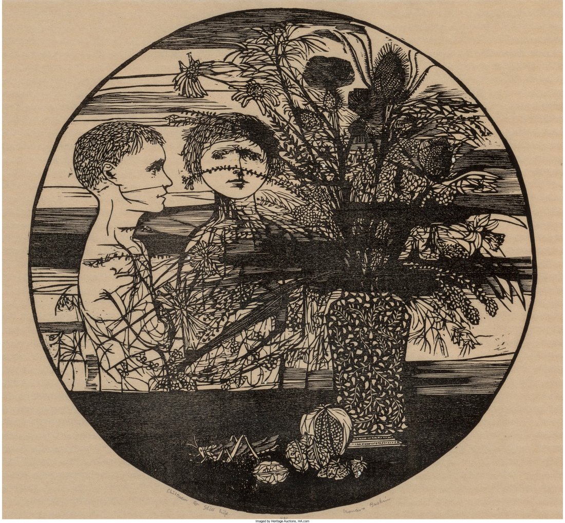 Leonard Baskin (American, 1922-2000) Children & : Leonard Baskin (American, 1922-2000) Children & Still Life, 1956 Woodcut