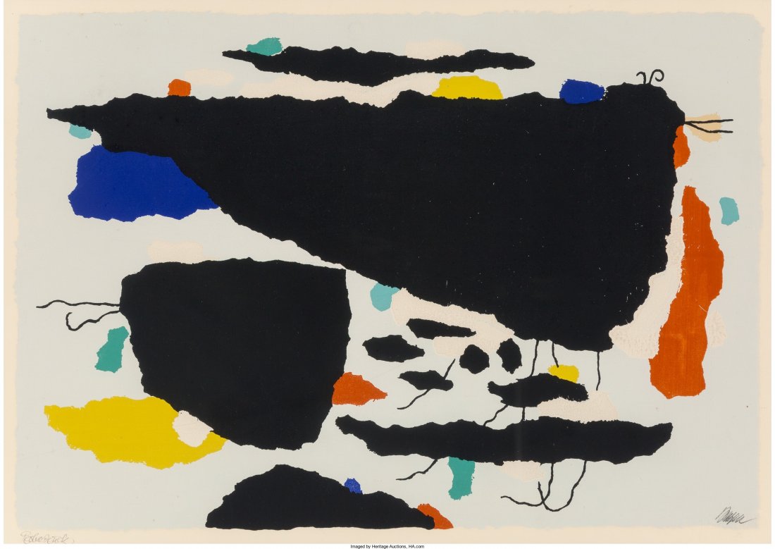 Willi Baumeister (German, 1889-1955) Mo II, 1954: Willi Baumeister (German, 1889-1955)Mo II, 1954Screenprint with acrylic on