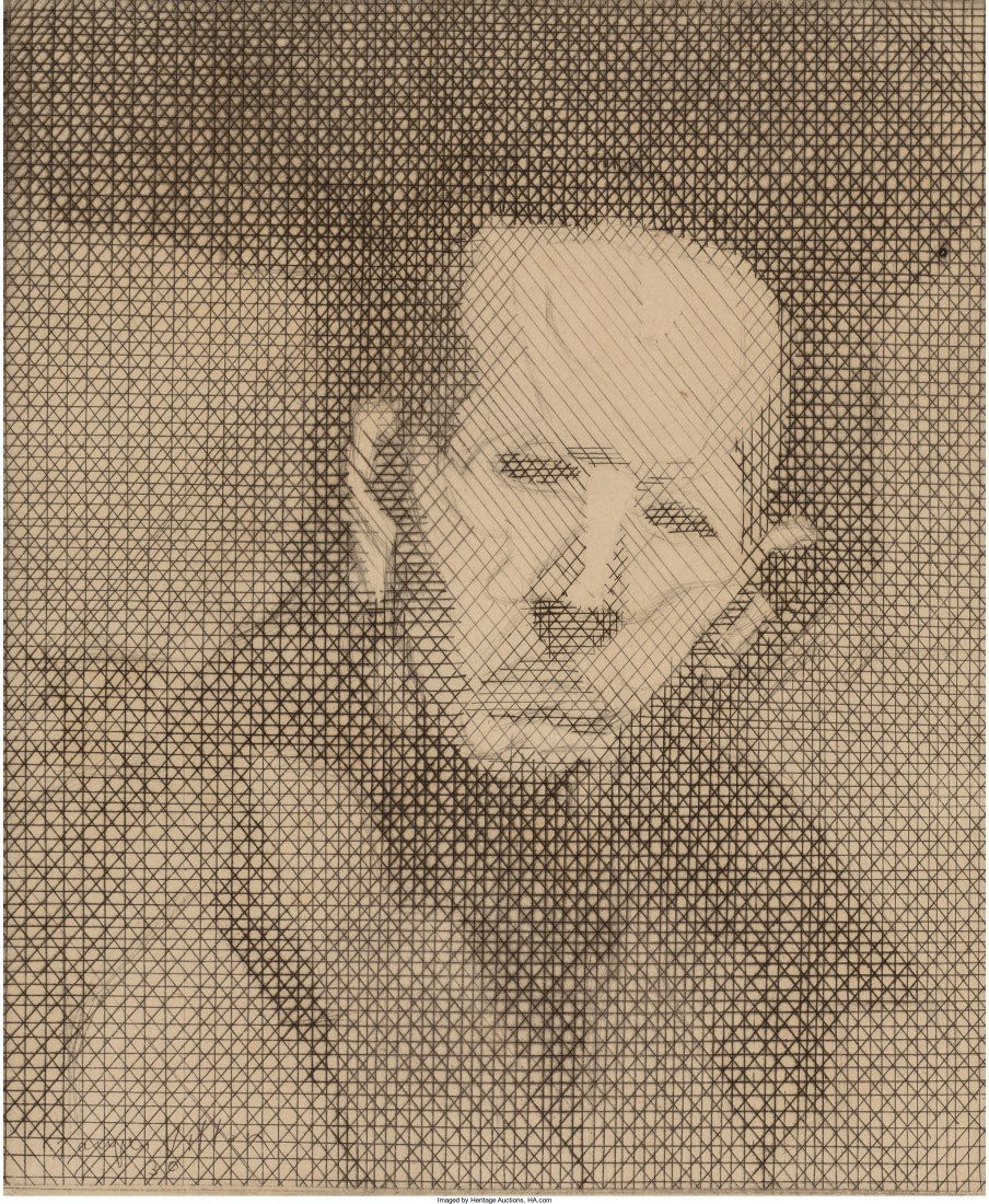 Jacques Villon (French, 1875-1963) Untitled (Por: Jacques Villon (French, 1875-1963)Untitled (Portrait of a man), 1930Etching