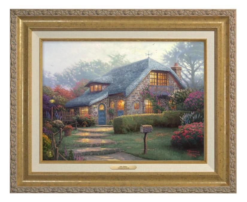 Lilac Cottage Canvas Gold Framed by Thomas Kinkade: Lilac Cottage - Canvas Classics This item ships for $39 Image Size: 12 x 16 Elegantly framed with museum qualitymaterials to coordinate with the most popular frame styles in the Thomas Kinkade Limited