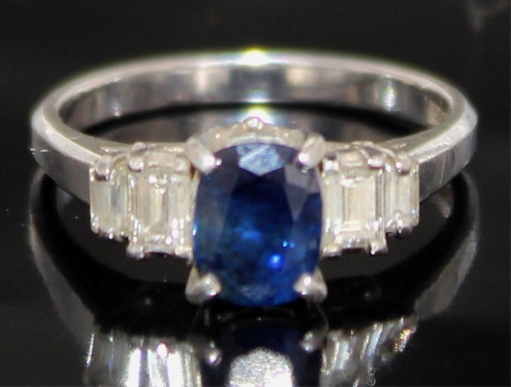 Platinum 1.49 ct Natural Sapphire & Diamond Ring (1 of 3)