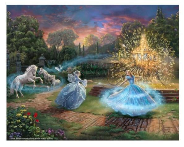 Disney Wishes Granted by Kinkade: Measures : 11 X 14 This item ships for $19 Have it framed & shipped for $69 (frame shown in second image)Long-life pigment inks that outperform conventional press inks Certificate of Authenticity 