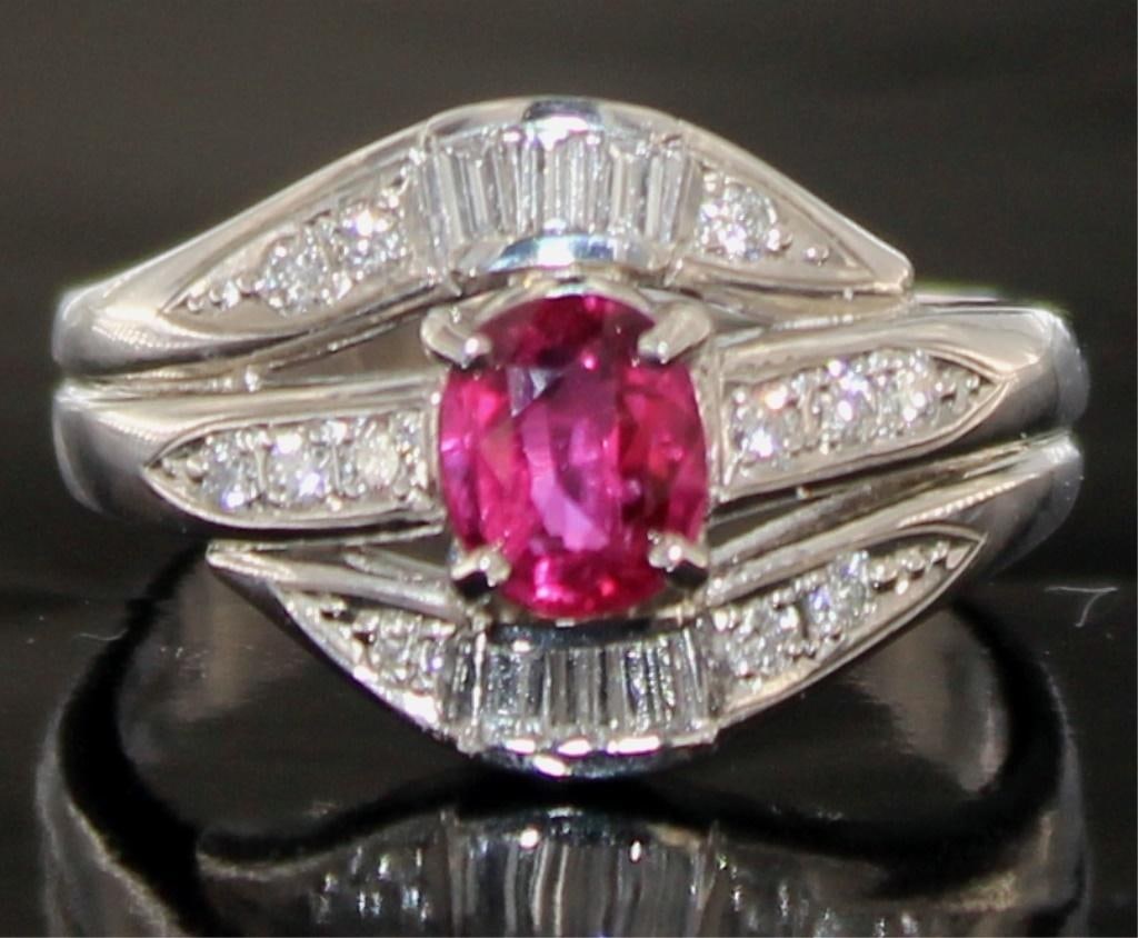 Platinum 1.05 ct Oval Ruby & Diamond Ring (1 of 4)