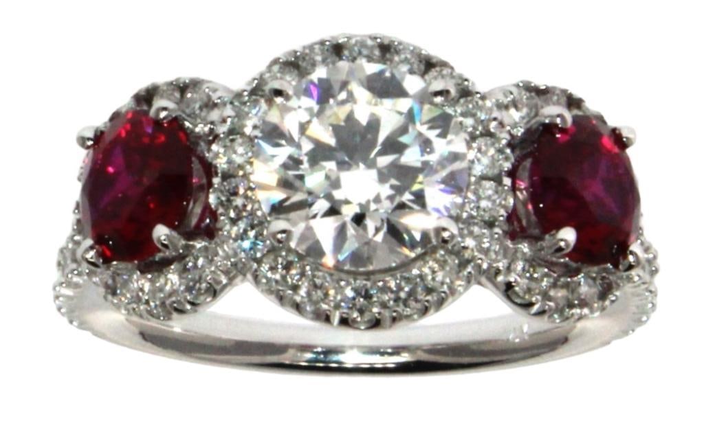 14kt Gold 3.00 ct Lab Diamond & Ruby Ring (1 of 5)