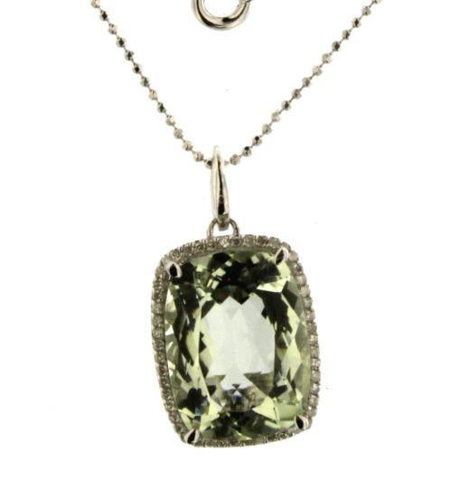 Natural 7.02 ct Green Amethyst & Diamond Pendant (1 of 4)
