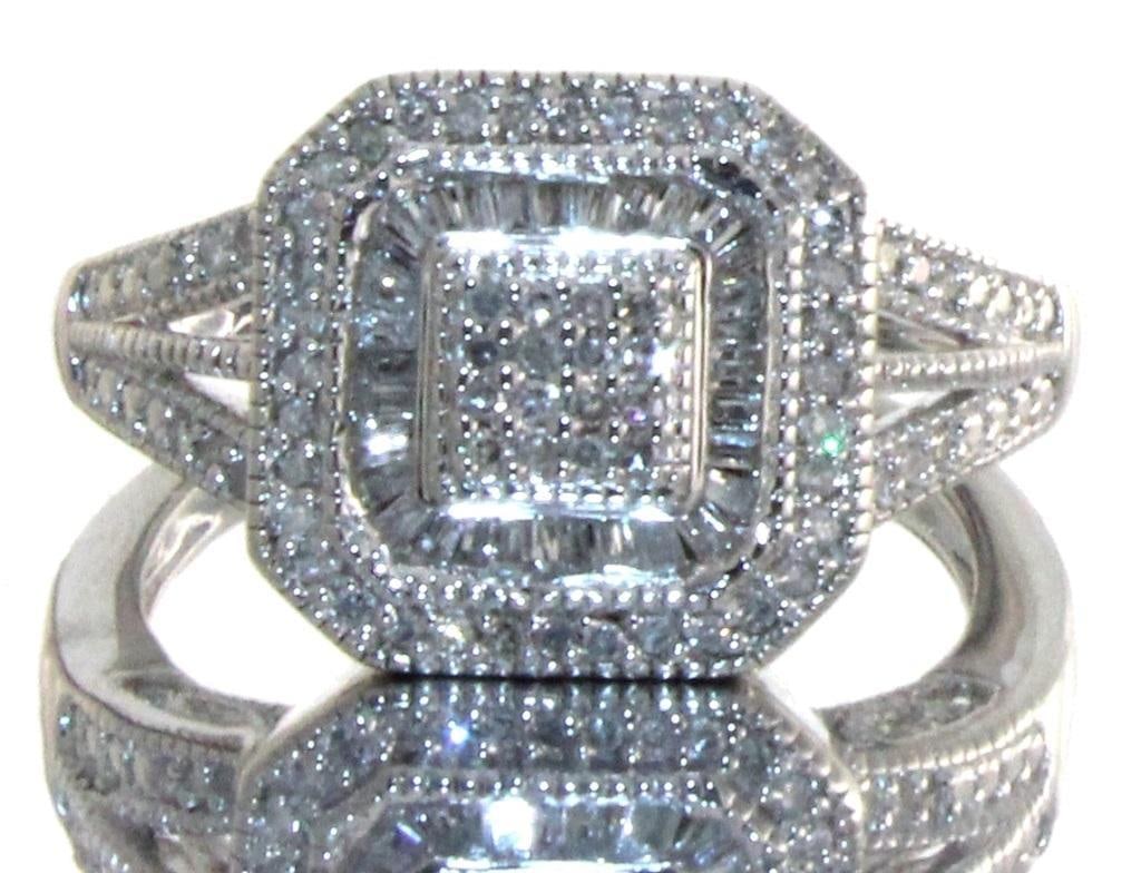 Cushion Cut 2/3 ct Baguette Diamond Designer Ring (1 of 2)
