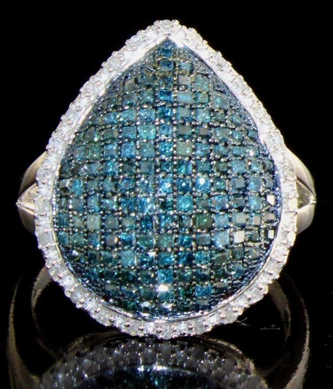 Pear Cut 1.00 ct Fancy Blue Diamond Ring (1 of 1)