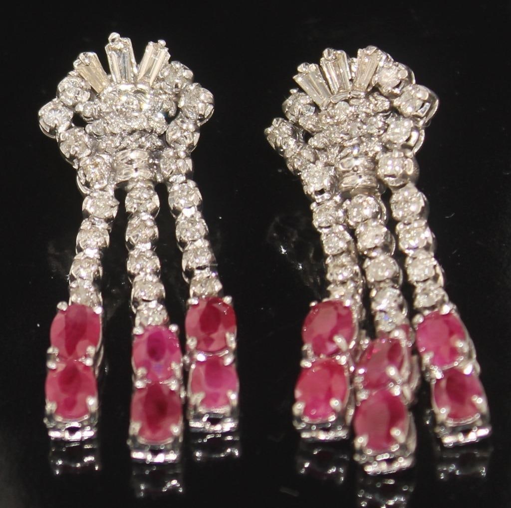 14kt Gold Brilliant 7.78ct Ruby & Diamond Earrings (1 of 3)