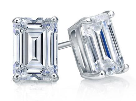 14kt Gold 4.00+ct Emerald Cut Lab Diamond Earrings (1 of 4)