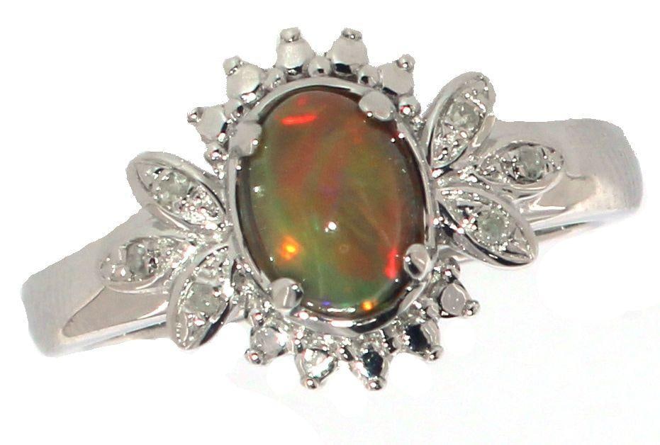 Natural Cabochon Australian Opal & Diamond Ring (1 of 2)