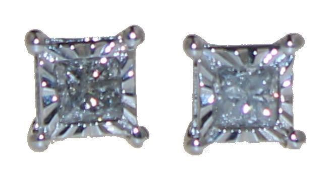 Princess Cut 1/4 ct Diamond Stud Earrings (1 of 1)