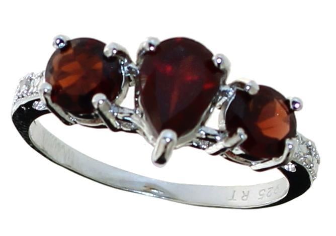 Natural Garnet & Diamond Past Present Future Ring (1 of 1)