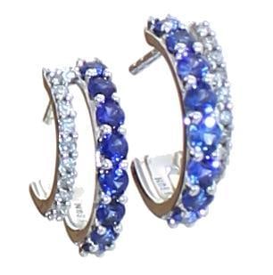 Stunning Sapphire & Diamond Huggie Hoop Earrings (1 of 2)