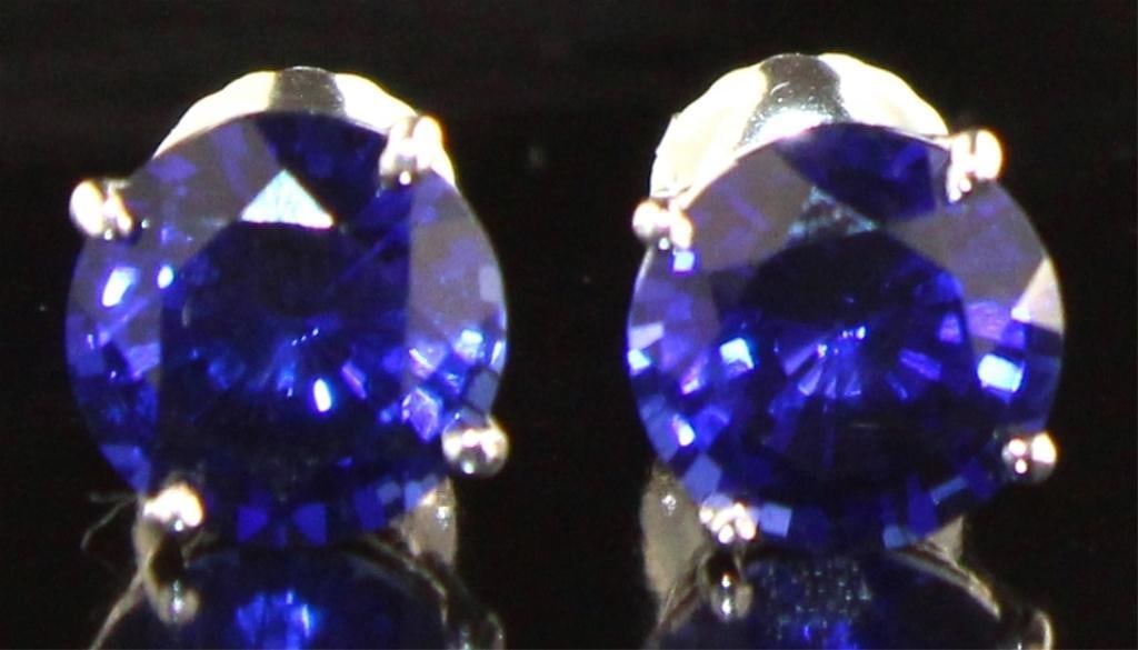 14k Gold 2.80 ct Round Sapphire Stud Earring: PGL Digital Appraisal Included. Retail Replacement Value $4,224 (2) Corundum Blue Sapphire Cut: RoundCarat Weight: 2.80 Measurements:6.47-6.49x6.47x4.00-4.18 Treatment: Diffusion , Heat & Pressure