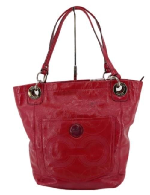 Coach Signature Magenta Handbag: Important information regarding luxury brand items: Please carefully review the photographs provided as these items are pre-owned and may exhibit varying degrees of wear. Due to the nature of these it